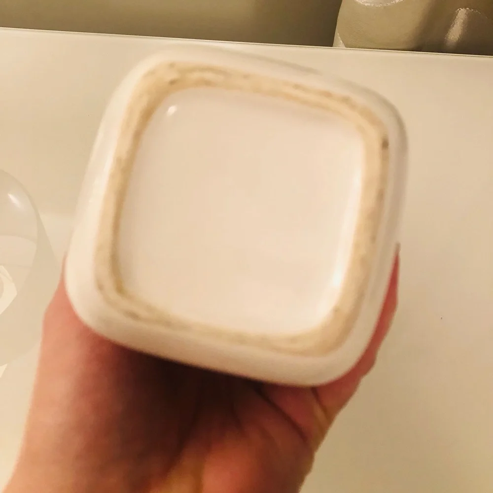 Eataly white glazed ceramic oil, vinegar storage bottle
